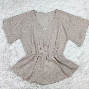 Sienna Sky shorts sleeve V neck printed peplum top elastic waist dolman sleeve